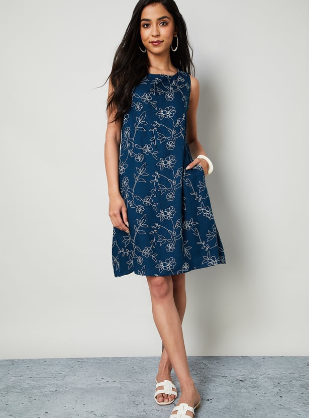 COLOUR ME Floral Print A-Line Dress