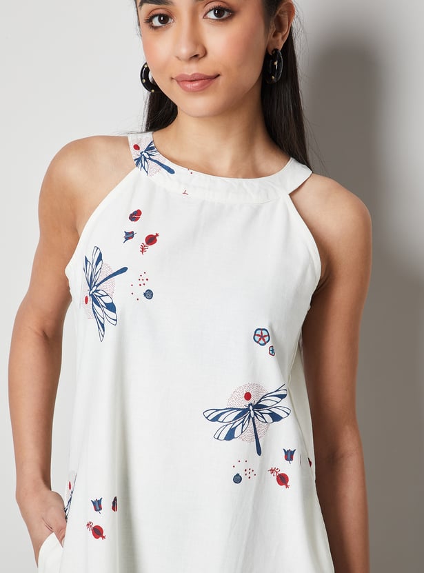 COLOUR ME Floral Print Sleeveless Midi Dress