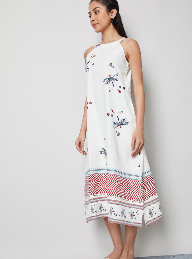 COLOUR ME Floral Print Sleeveless Midi Dress