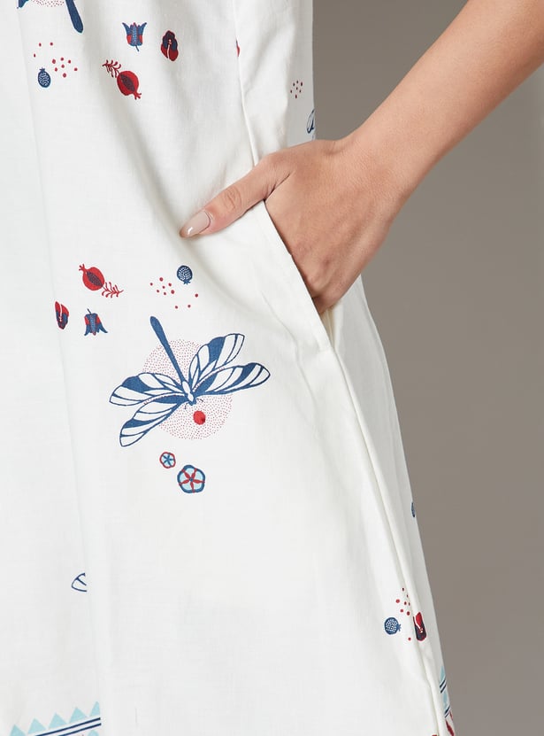 COLOUR ME Floral Print Sleeveless Midi Dress