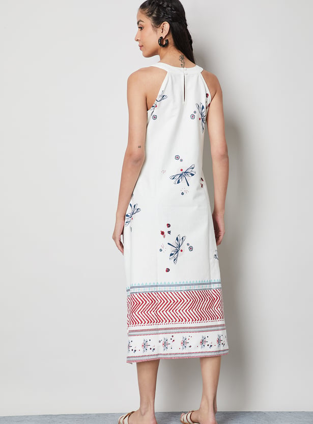 COLOUR ME Floral Print Sleeveless Midi Dress