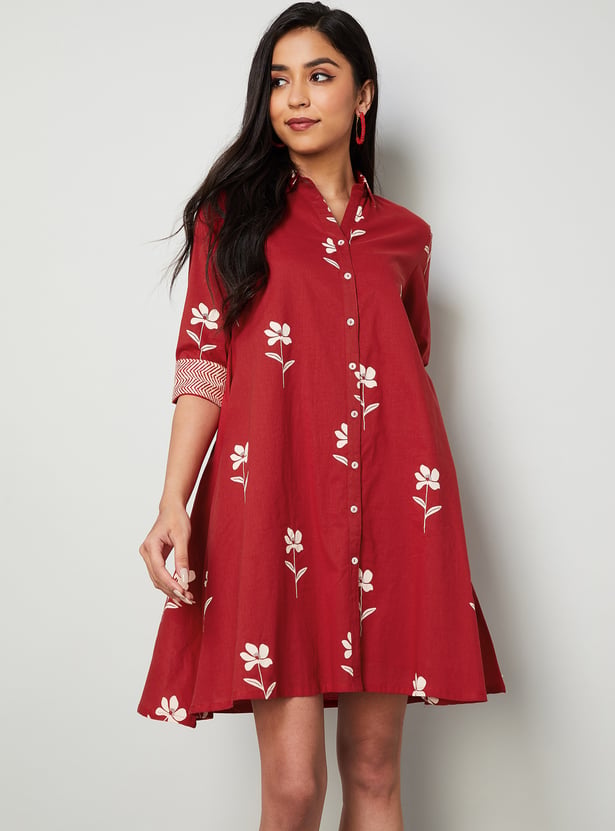 COLOUR ME Floral Print Shirt Dress