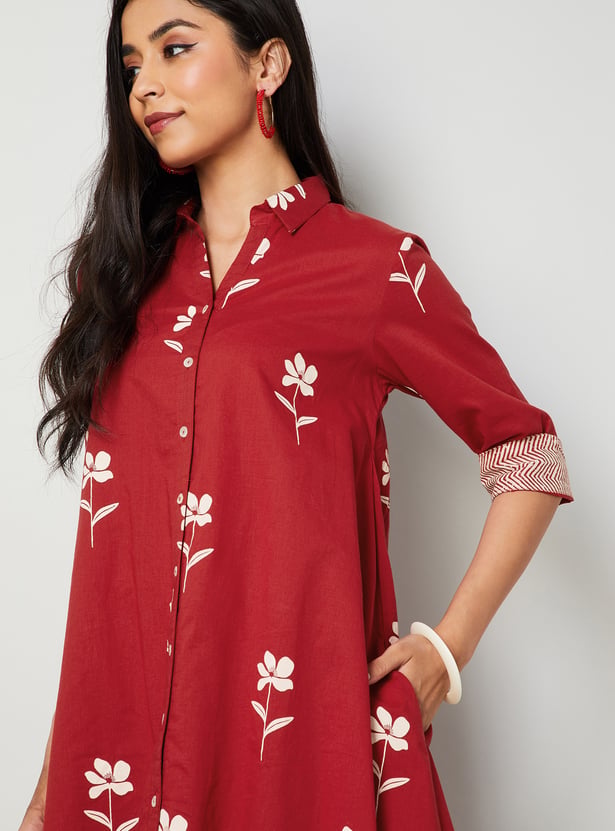 COLOUR ME Floral Print Shirt Dress