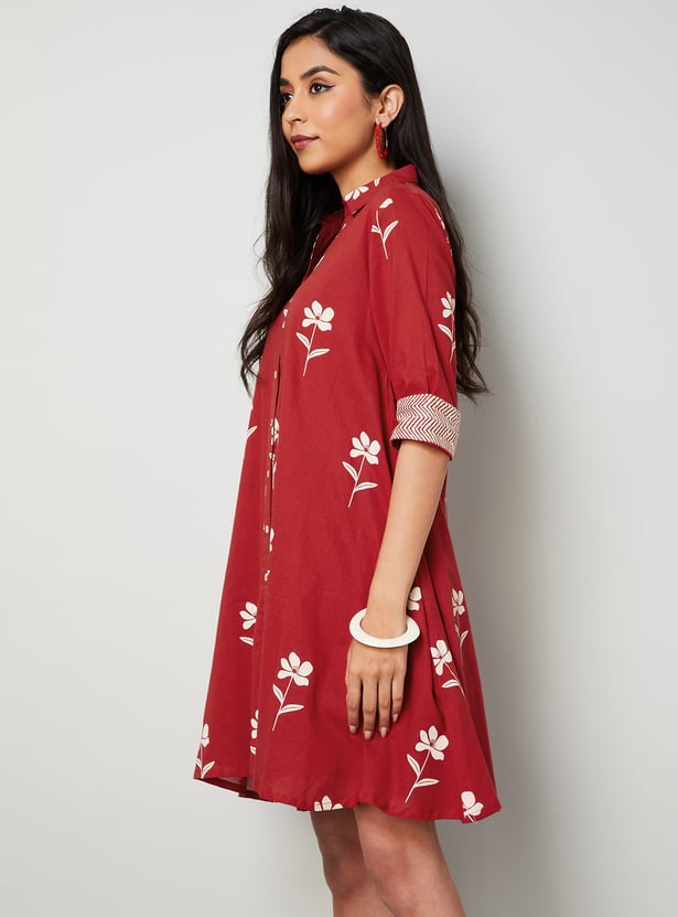 COLOUR ME Floral Print Shirt Dress