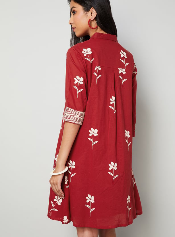 COLOUR ME Floral Print Shirt Dress