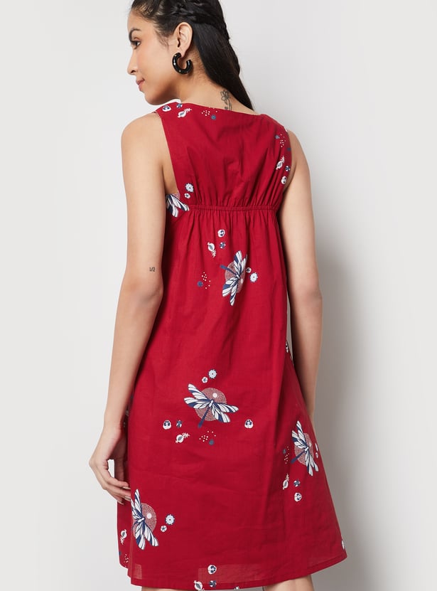 COLOUR ME Floral Print Sleeveless Midi Dress