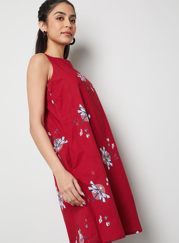 COLOUR ME Floral Print Sleeveless Midi Dress