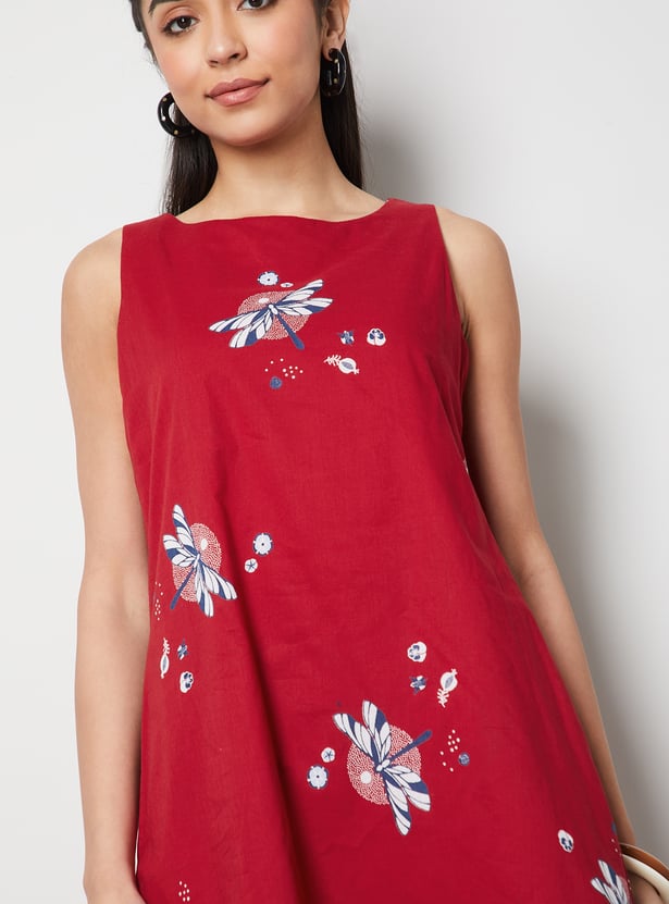COLOUR ME Floral Print Sleeveless Midi Dress