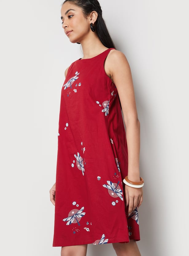 COLOUR ME Floral Print Sleeveless Midi Dress