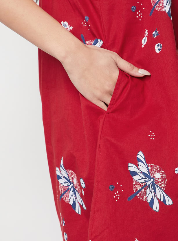 COLOUR ME Floral Print Sleeveless Midi Dress