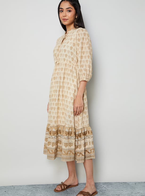 COLOUR ME BY MELANGE Ethnic Motif A-Line Dress