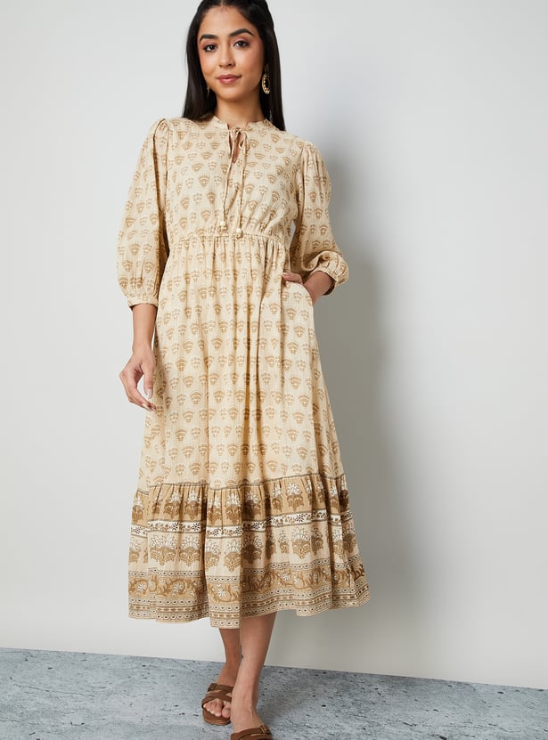 COLOUR ME BY MELANGE Ethnic Motif A-Line Dress