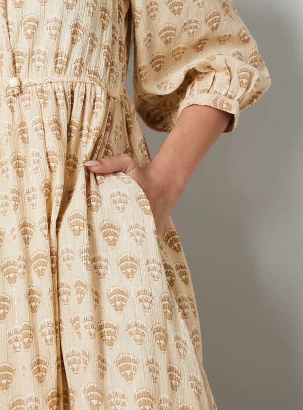 COLOUR ME BY MELANGE Ethnic Motif A-Line Dress