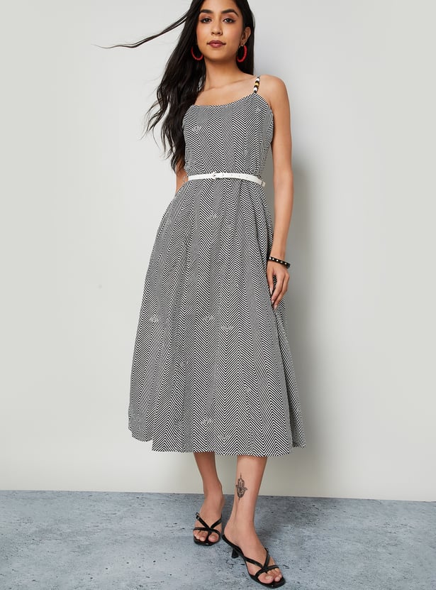 COLOUR ME Chevron Print A-Line Dress