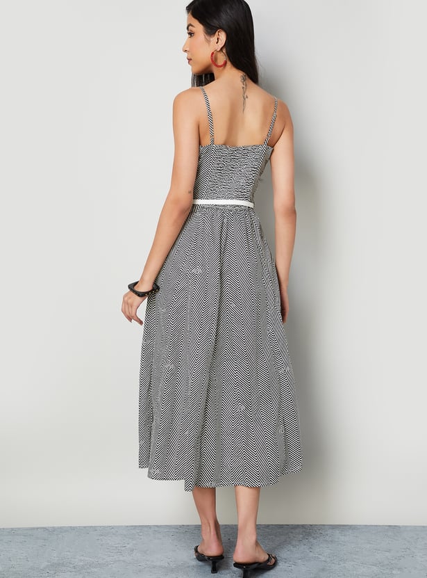 COLOUR ME Chevron Print A-Line Dress