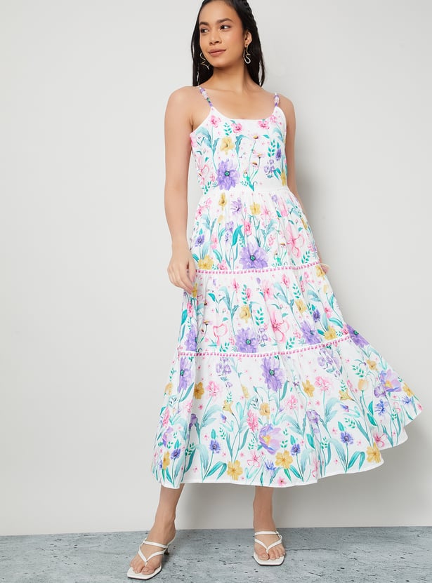 COLOUR ME FLORAL PRINT TIERED DRESS