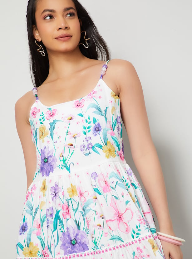 COLOUR ME FLORAL PRINT TIERED DRESS