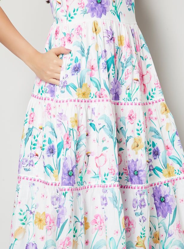 COLOUR ME FLORAL PRINT TIERED DRESS