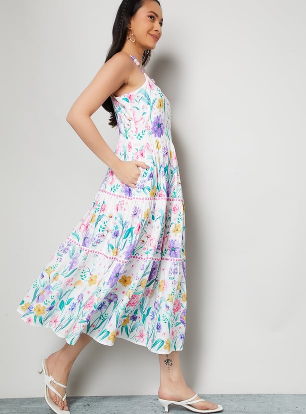 COLOUR ME FLORAL PRINT TIERED DRESS