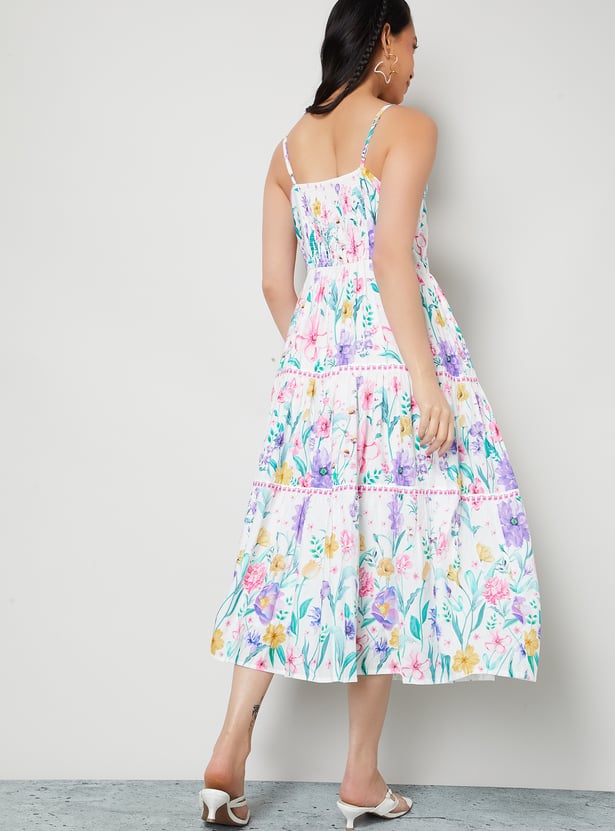 COLOUR ME FLORAL PRINT TIERED DRESS