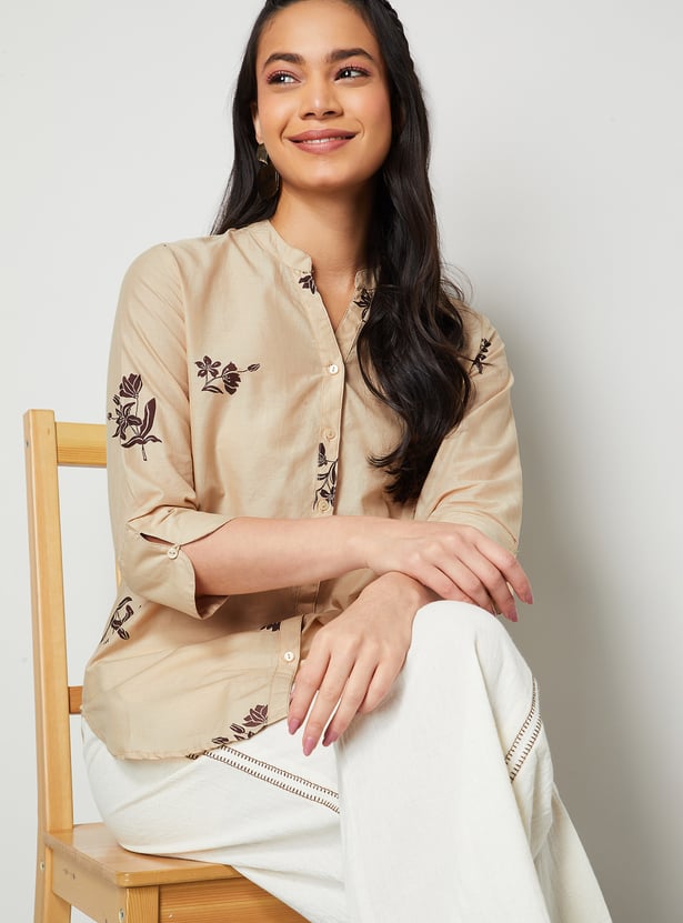 COLOUR ME Floral Print Shirt-Style Top