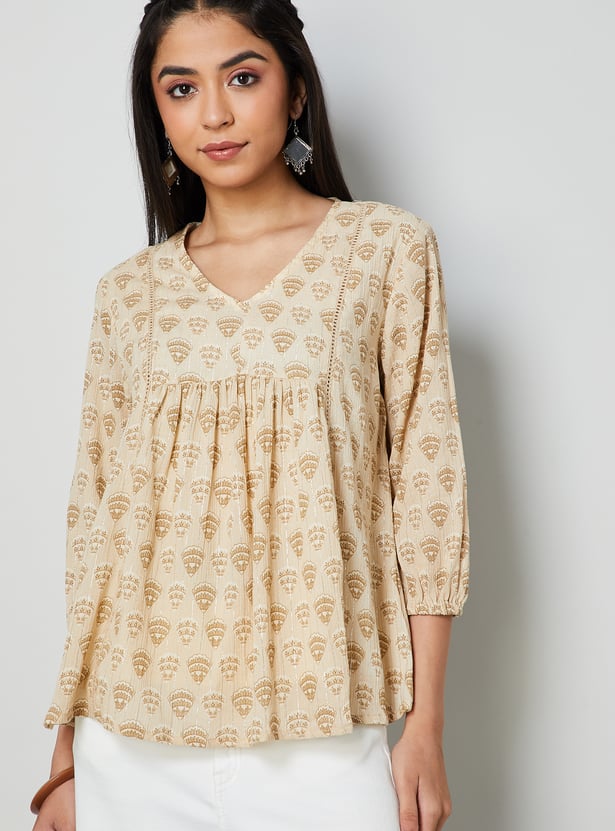 COLOUR ME Printed Peplum Top