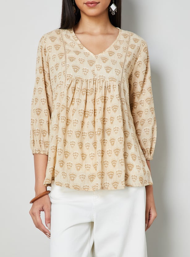 COLOUR ME Printed Peplum Top