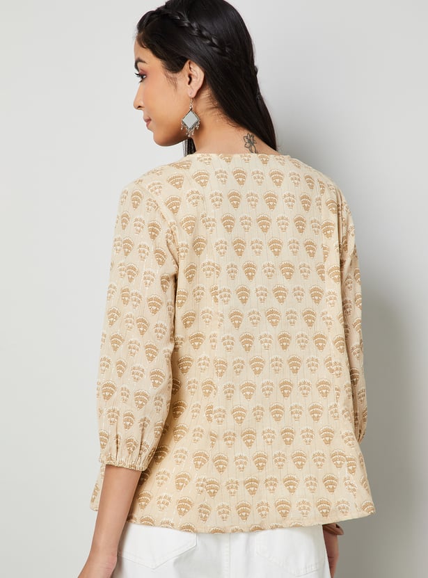 COLOUR ME Printed Peplum Top