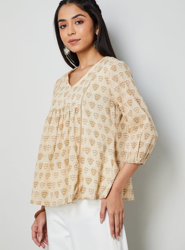 COLOUR ME Printed Peplum Top