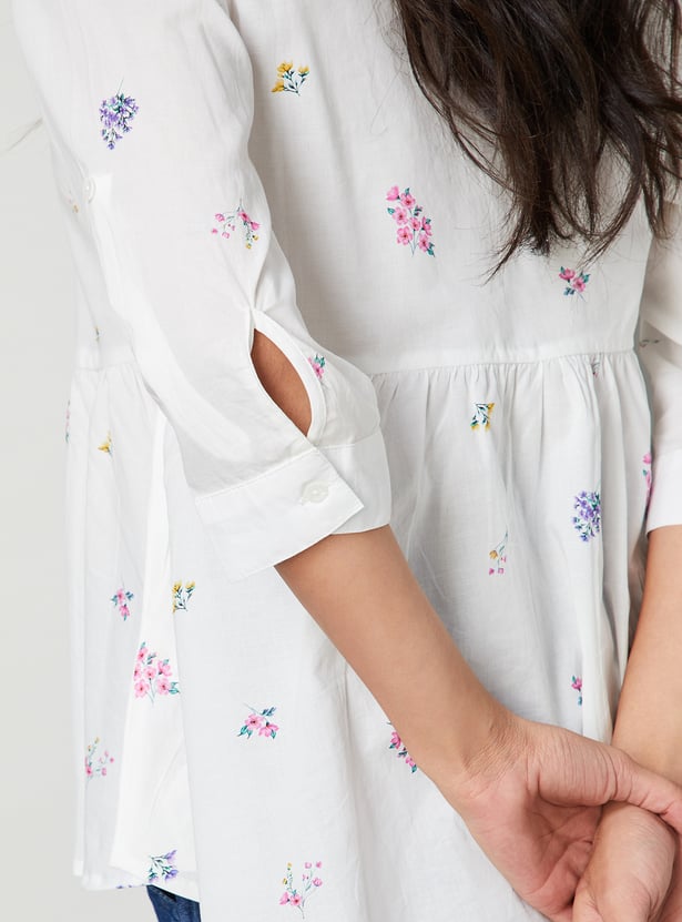 COLOUR ME Floral Print Peplum Top