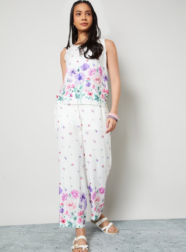COLOUR ME Floral Print Straight Pants