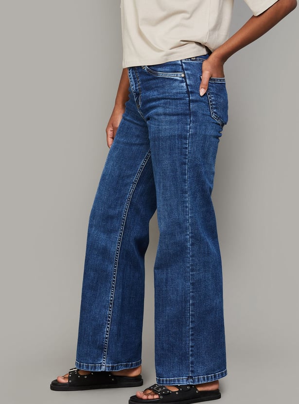KRAUS Washed Wide Leg Jeans