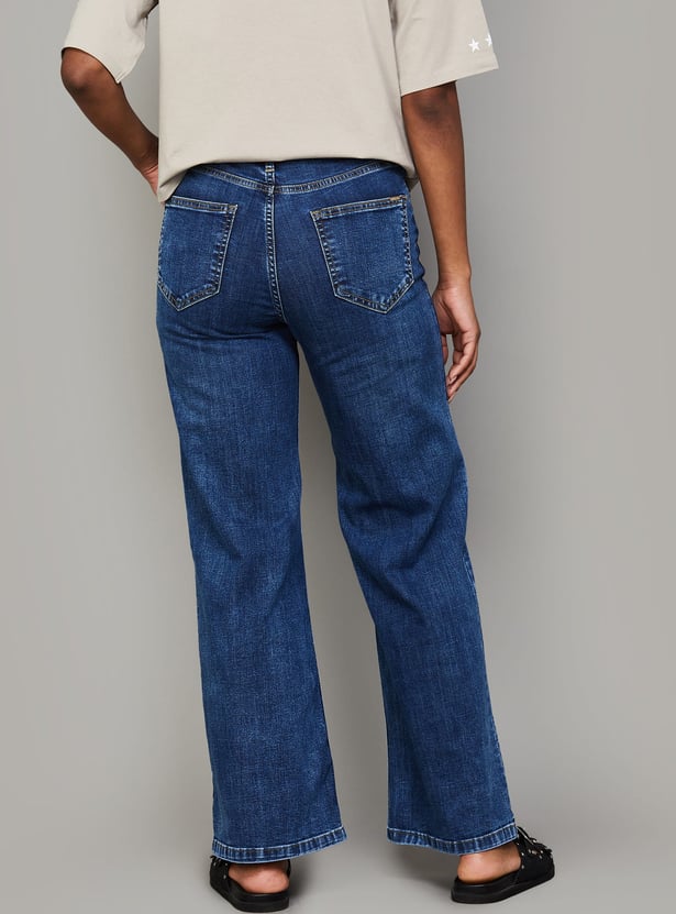 KRAUS Washed Wide Leg Jeans