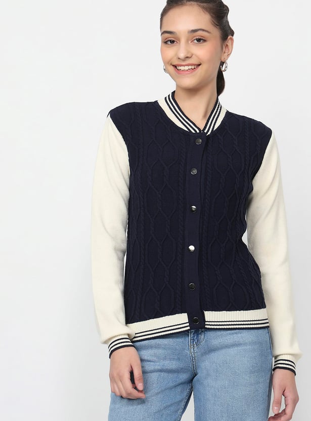 KRAUS Cable Knit Varsity Jacket