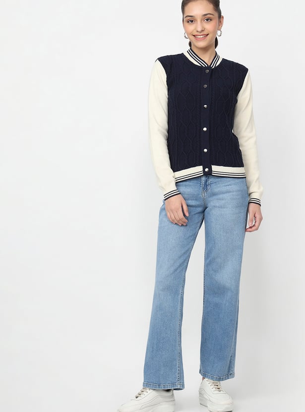 KRAUS Cable Knit Varsity Jacket
