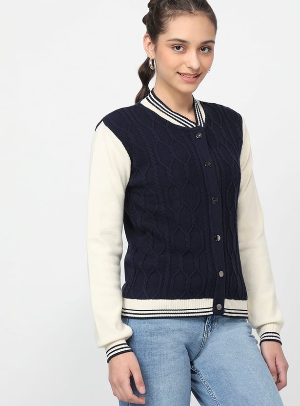 KRAUS Cable Knit Varsity Jacket