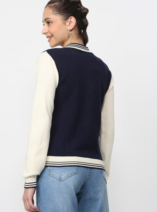 KRAUS Cable Knit Varsity Jacket