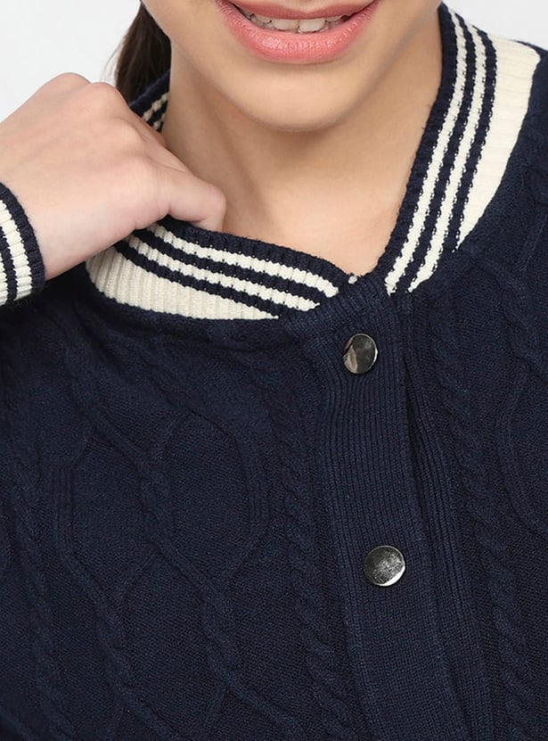 KRAUS Cable Knit Varsity Jacket