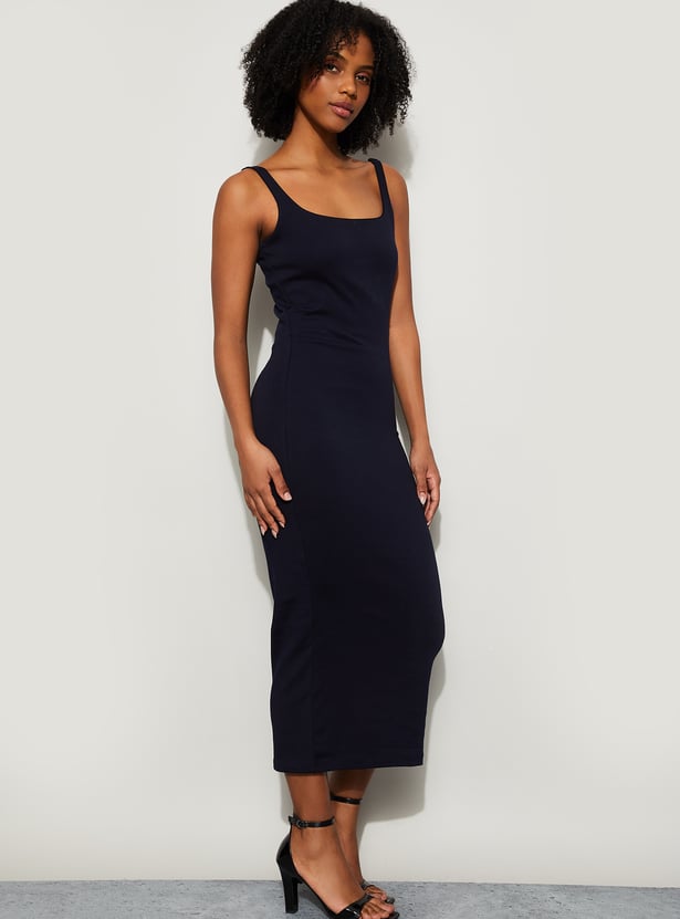 GINGER Solid Midi Dress