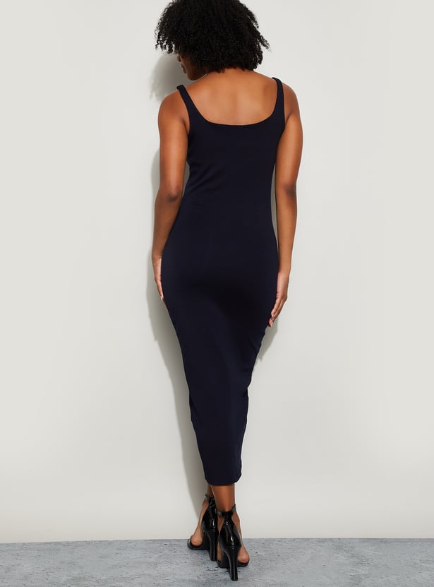 GINGER Solid Midi Dress