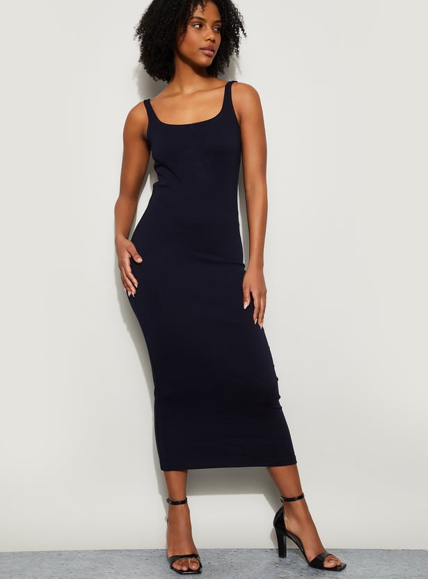 GINGER Solid Midi Dress