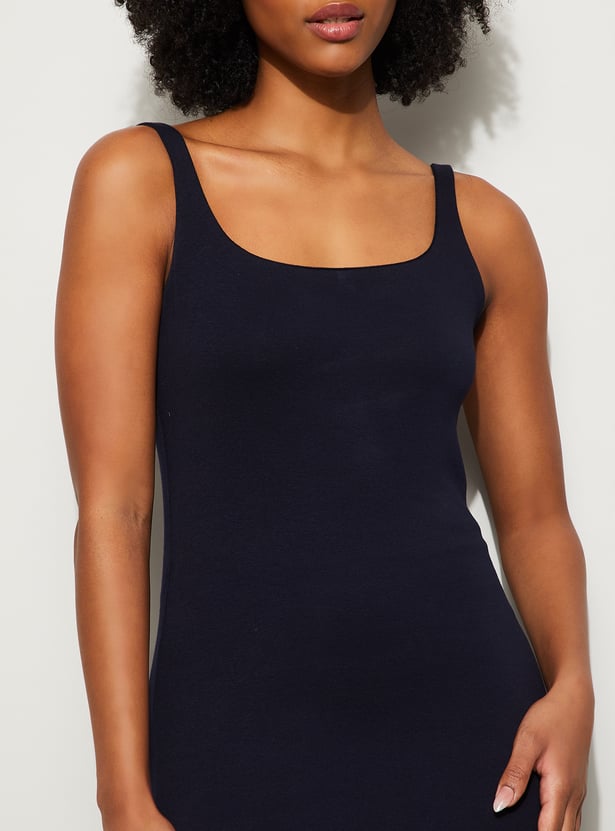 GINGER Solid Midi Dress