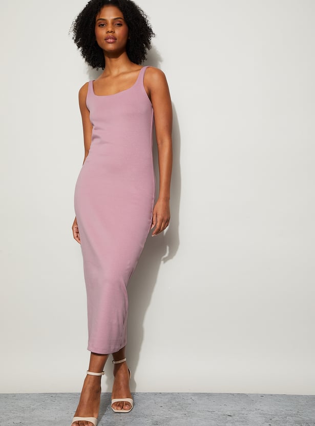GINGER Solid Midi Dress