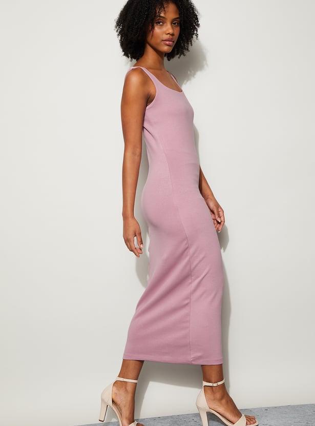 GINGER Solid Midi Dress