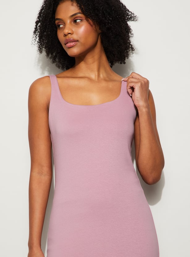 GINGER Solid Midi Dress