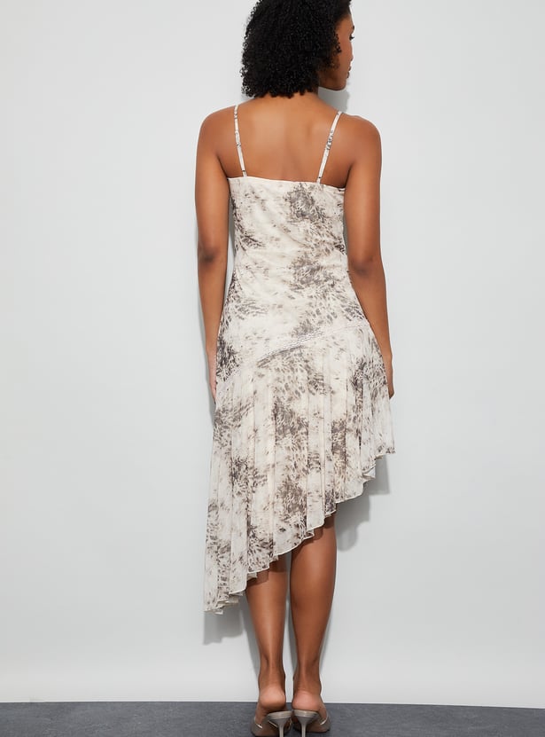 GINGER Printed Asymmetric Hem Dress