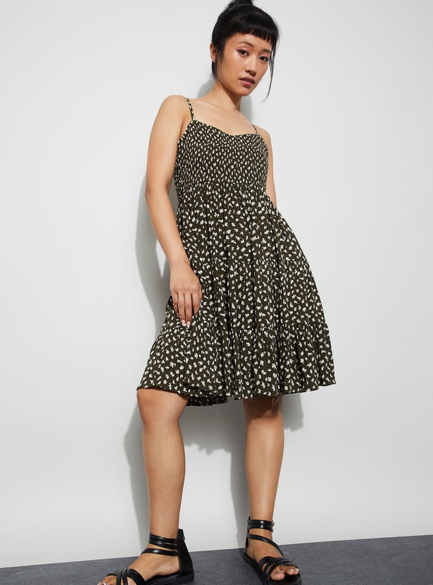 GINGER Printed Tiered Dress