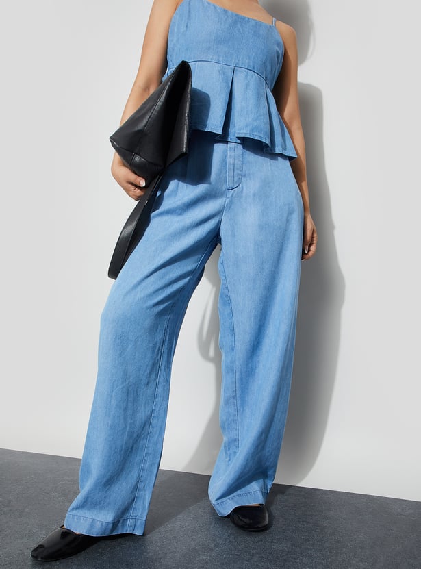 GINGER Washed Wide Leg Jeans