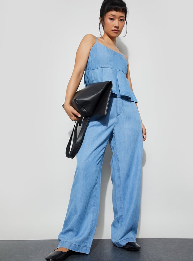 GINGER Washed Wide Leg Jeans