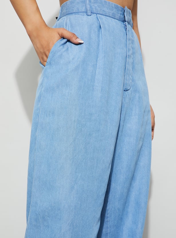 GINGER Washed Wide Leg Jeans